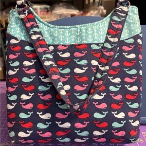 Closet Clean Out Blue and Red Whale/Anchor Shoulder Bag with Playful Design